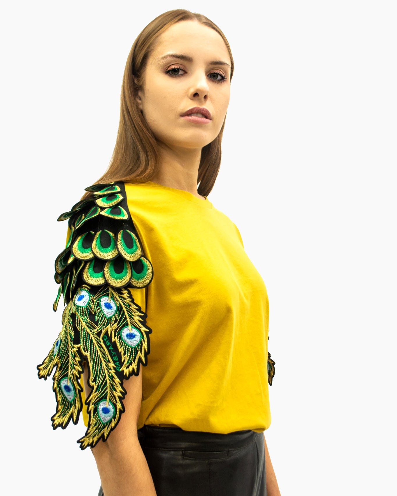 Evergreen - Ochre Peacock Patch T-Shirt