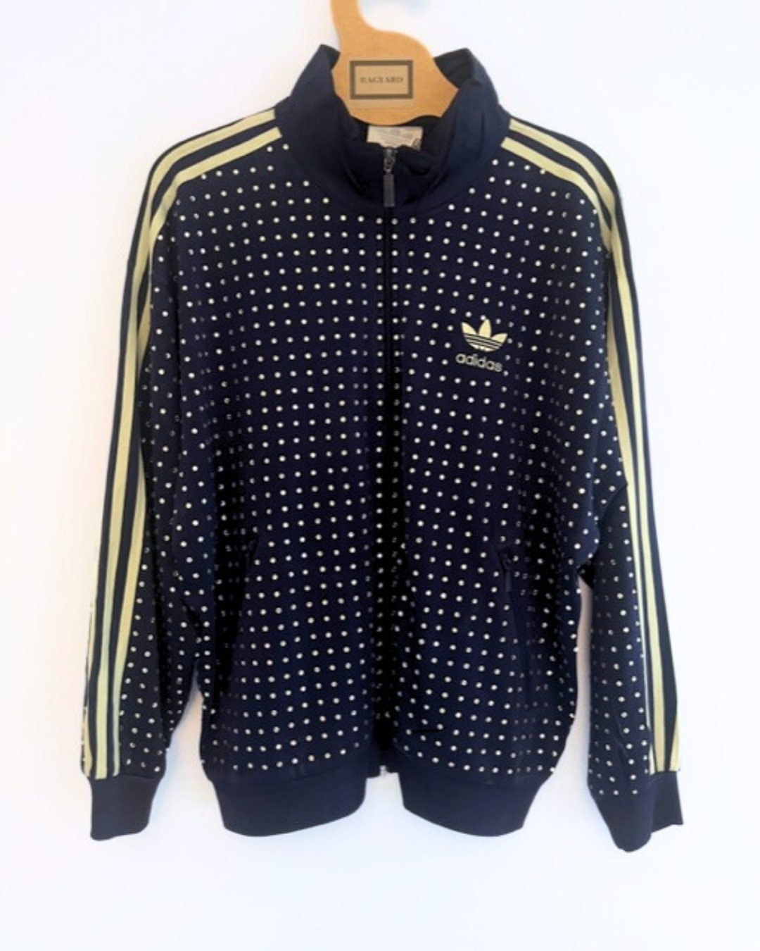 Vintage Navy ADIDAS Track-top with all over diamante studs