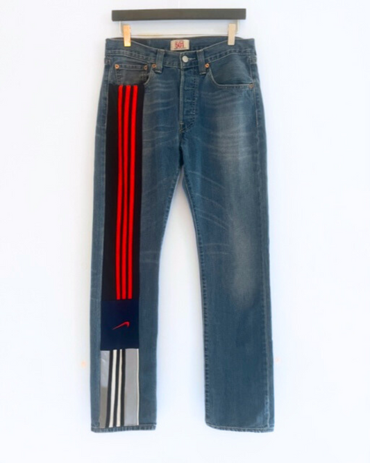 Vintage LEVIS 501 Jeans with vintage sportswear panelling