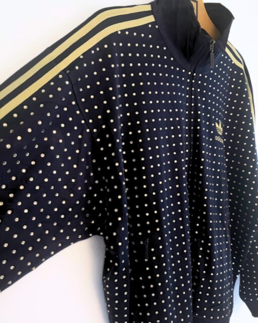 Vintage Navy ADIDAS Track-top with all over diamante studs