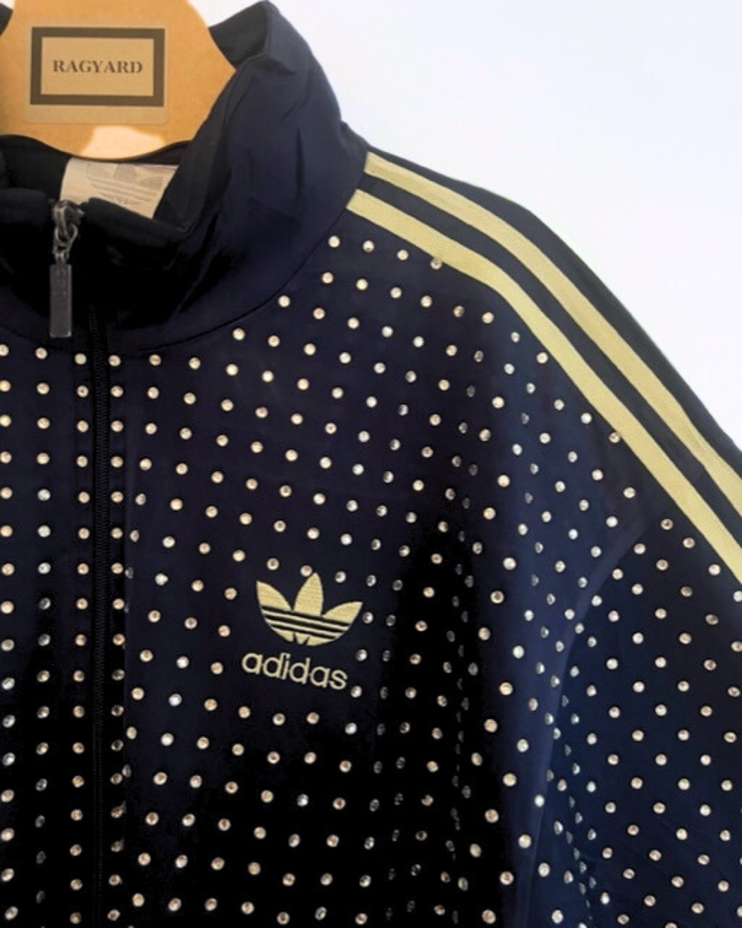 Vintage Navy ADIDAS Track-top with all over diamante studs