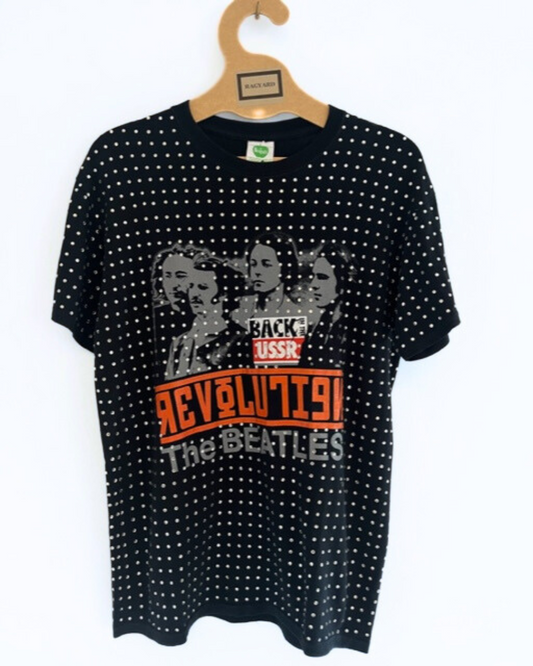 Vintage Black BEATLES T-shirt with all over diamante studs