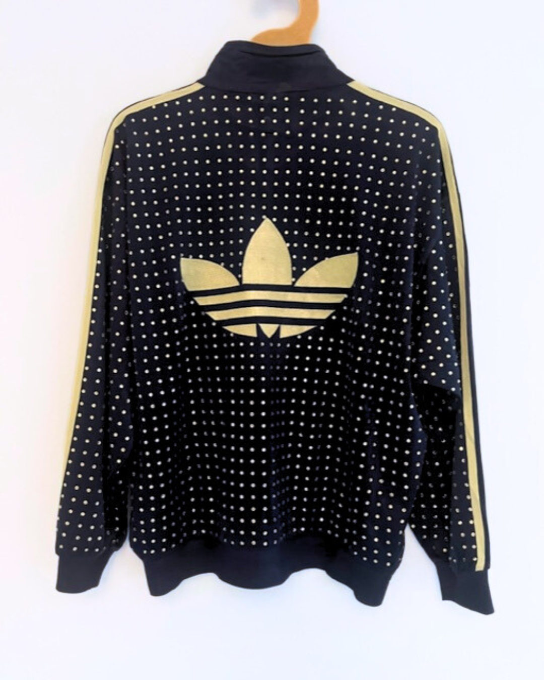 Vintage Navy ADIDAS Track-top with all over diamante studs