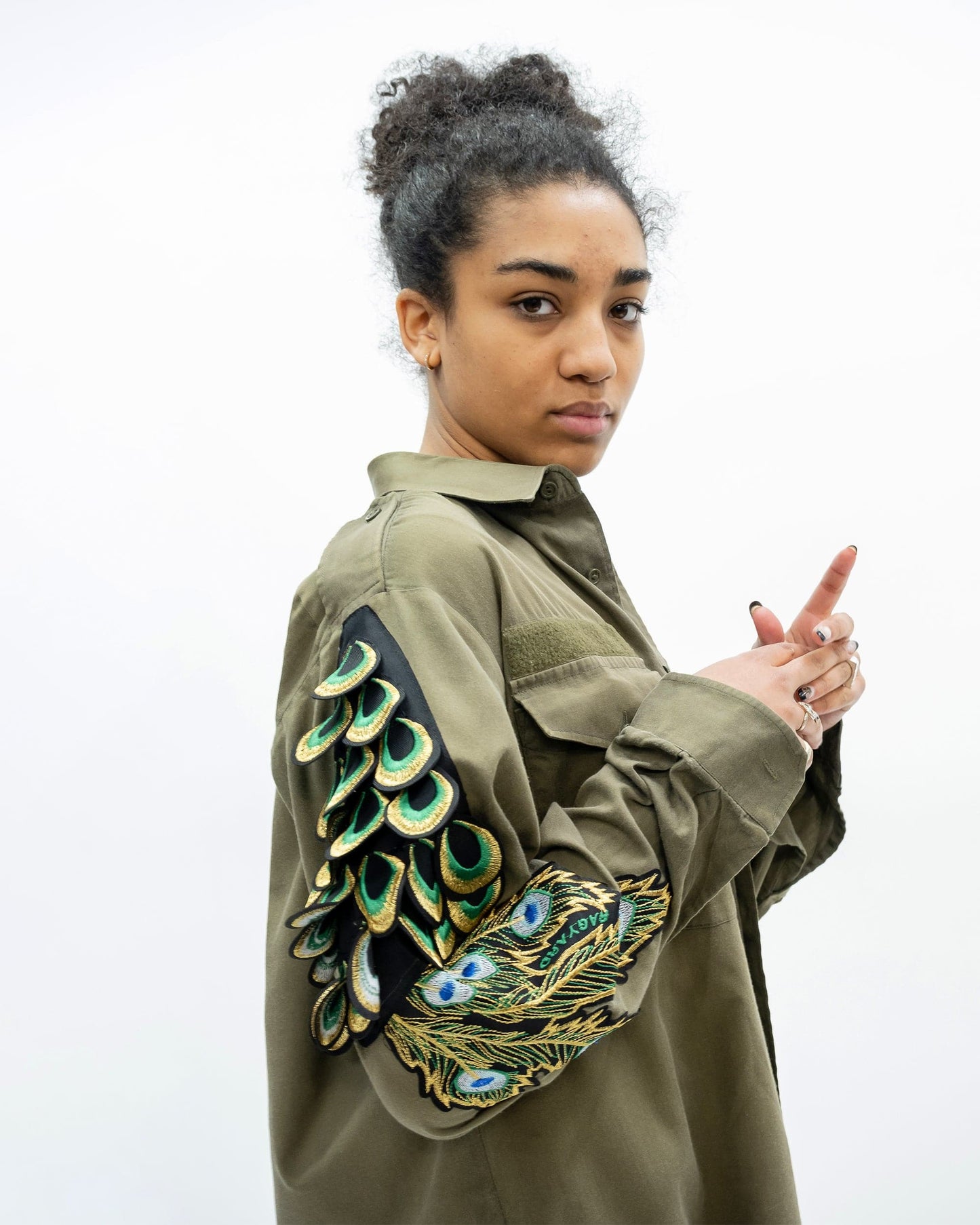 Evergreen - Khaki Peacock Patch Military Shirt