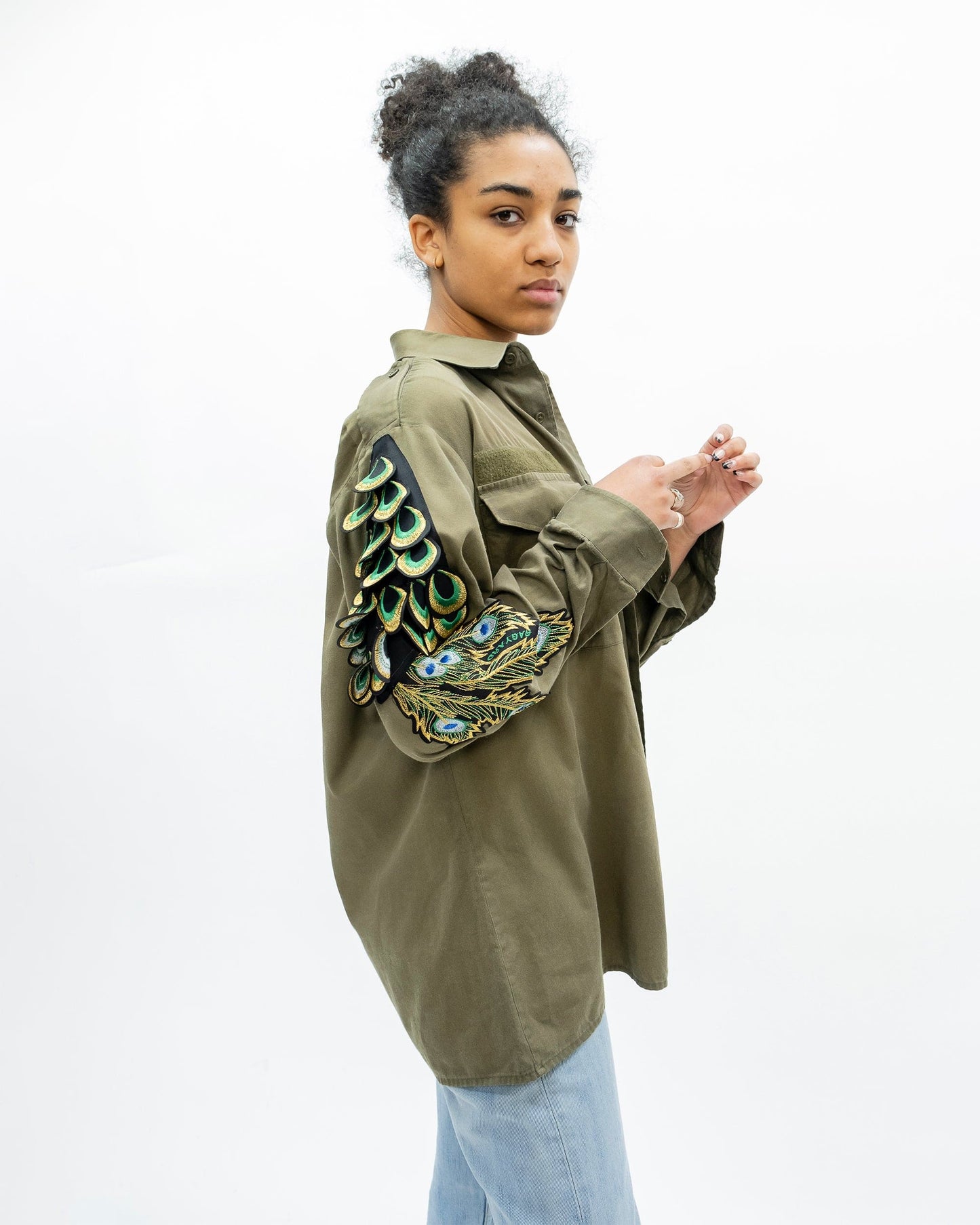 Evergreen - Khaki Peacock Patch Military Shirt