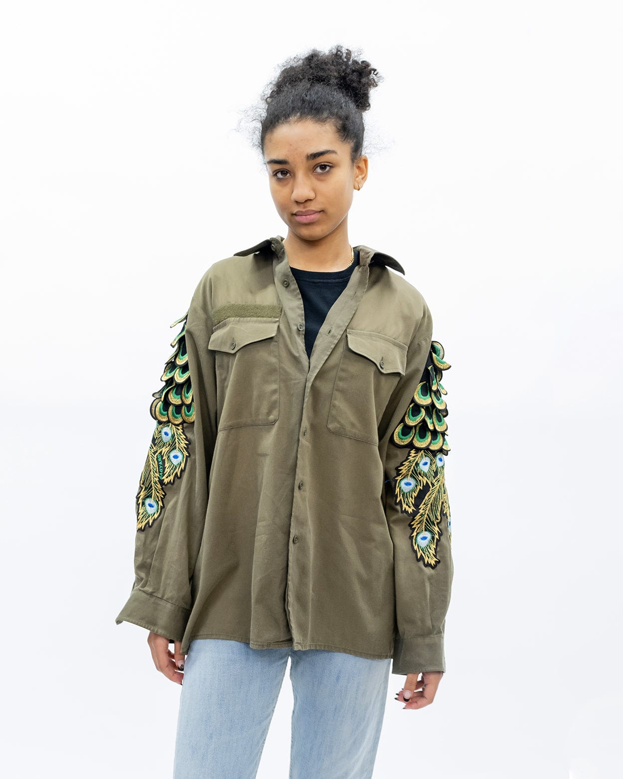 Evergreen - Khaki Peacock Patch Military Shirt