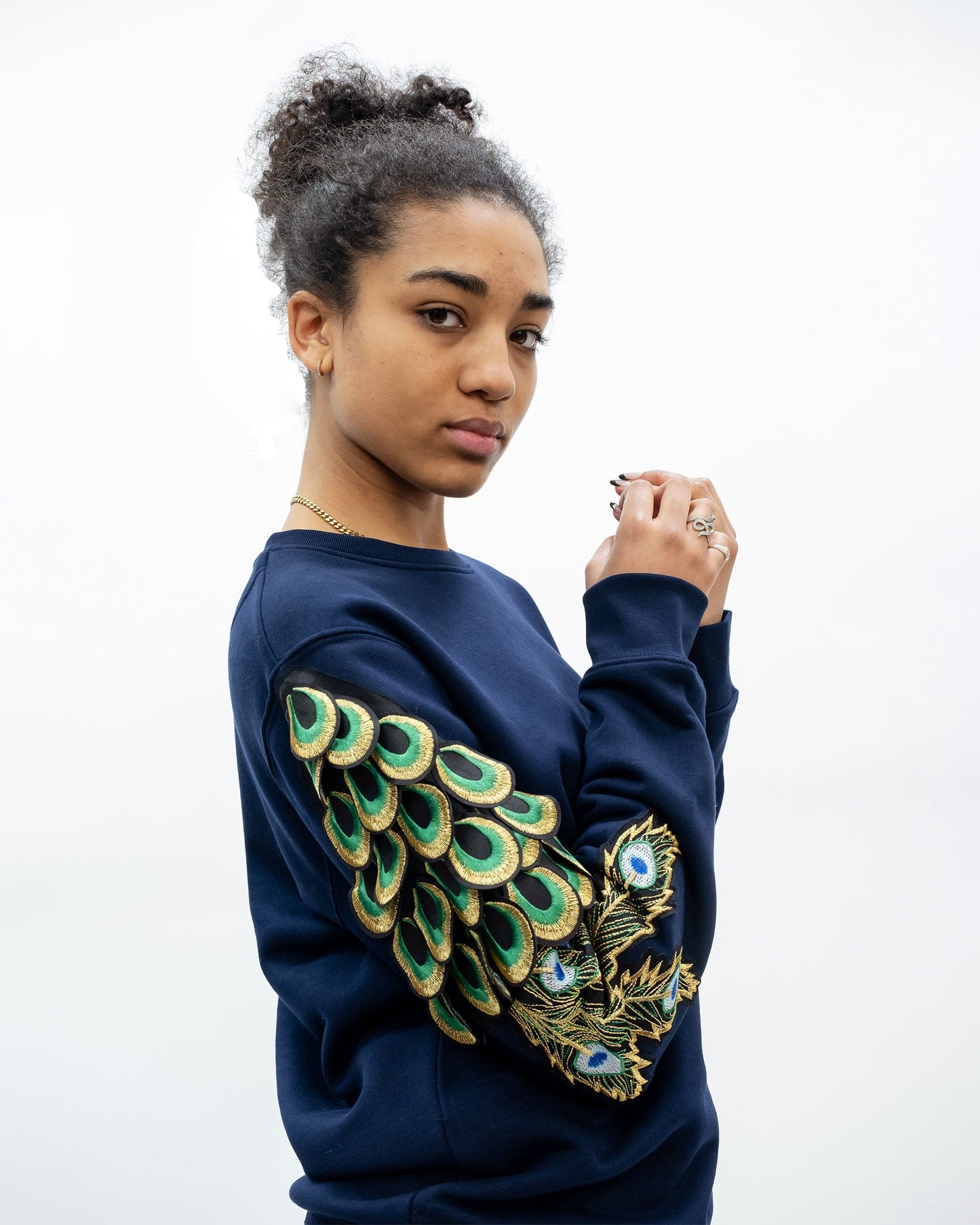 Evergreen - French Navy Peacock Patch Sweatshirt