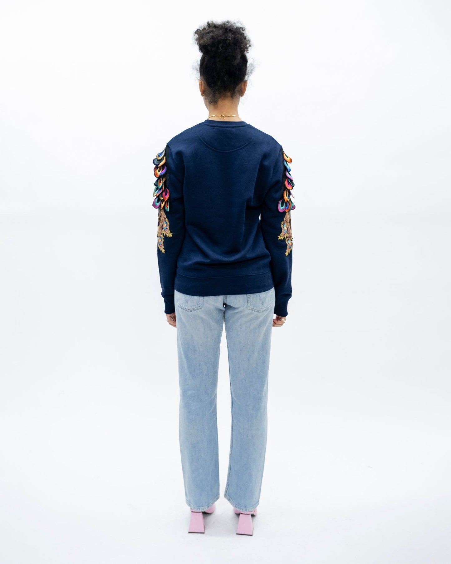 Evergreen - French Navy Psychedelic Peacock Patch Sweatshirt