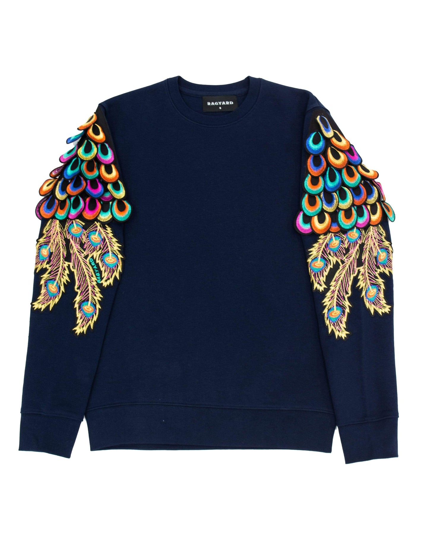 Evergreen - French Navy Psychedelic Peacock Patch Sweatshirt